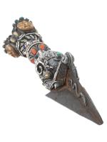 TIBETAN BUDDHIST SILVER PHURBA CEREMONIAL DAGGER