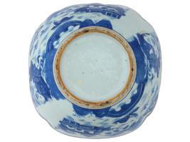 ANTIQUE CANTON PATTERN BLUE WHITE PORCELAIN BOWL