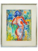 MID CENTURY AMERICAN NUDE PAINTING ROMARE BEARDEN