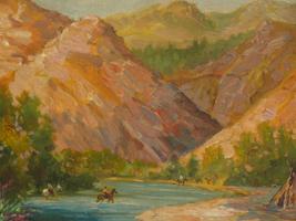 AMERICAN LANDSCAPE PAINTING BY JOSEPH HENRY SHARP