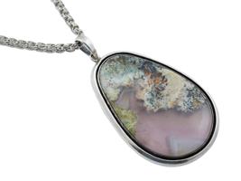 VINTAGE NATURAL PINK MOSS AGATE CHAIN PENDANT