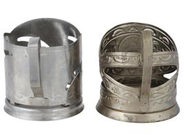 SOVIET UKRAINIAN STAINLESS STEEL TEA GLASS HOLDERS