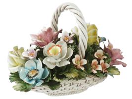 VINTAGE ITALIAN CAPODIMONTE PORCELAIN FLOWER BASKET