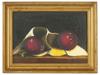 VINTAGE OIL STILL LIFE PAINTING WITH APPLES SIGNED PIC-0