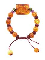 CLASSIC ASIAN MANNER BEADED CARVED AMBER BRACELET