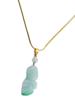 14K JADE PENDANT W GOLD PLATED SILVER NECKLACE PIC-1