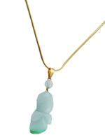 14K JADE PENDANT W GOLD PLATED SILVER NECKLACE