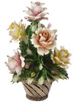 ITALIAN CAPODIMONTE PORCELAIN BASKET WITH FLOWERS