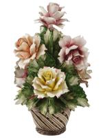 ITALIAN CAPODIMONTE PORCELAIN BASKET WITH FLOWERS