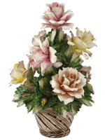 ITALIAN CAPODIMONTE PORCELAIN BASKET WITH FLOWERS