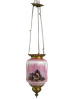 ANTIQUE CZECH GLASS AND BRASS HANGING LANTERN