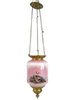 ANTIQUE CZECH GLASS AND BRASS HANGING LANTERN