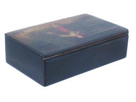 RUSSIAN VISHNYAKOV LACQUER TRINKET BOX LATE 19TH C