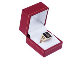 10K GOLD AND BLACK ONYX MENS MASONIC SIGNET RING