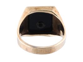 10K GOLD AND BLACK ONYX MENS MASONIC SIGNET RING