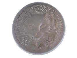 FRENCH LALIQUE FROSTED CRYSTAL CAT PIN BROOCH IOB