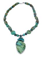 AMY KAHN RUSSEL AGATE TURQUOISE SILVER NECKLACE