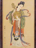 ANTIQUE JAPANESE WATERCOLOR PAINTING ON SILK SIGNED