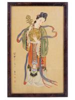 ANTIQUE JAPANESE WATERCOLOR PAINTING ON SILK SIGNED