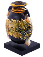 PHOENICIAN STYLE GLASS CORE FORM AMPHORISKOS ON BASE