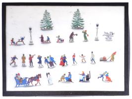 ANTIQUE TOY FIGURINES CHRISTMAS SLEIGH RIDERS SKATERS