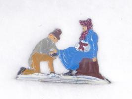 ANTIQUE TOY FIGURINES CHRISTMAS SLEIGH RIDERS SKATERS