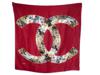 FRENCH CHANEL SQUARE PURE SILK BURGUNDY RED SCARF PIC-1