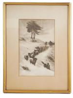 ANTIQUE EARLY 1900S EDWIN DOUGLAS SIGNED ETCHING