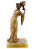 ANTIQUE BRONZE FIGURAL CANDLE HOLDER WOMAN W VASE PIC-3