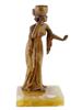 ANTIQUE BRONZE FIGURAL CANDLE HOLDER WOMAN W VASE PIC-4