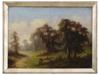 ANTIQUE 19TH C FOREST LANDSCAPE OIL PAINTING SIGNED PIC-0