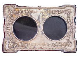 ANTIQUE ENGLISH SHEFFIELD SILVER DOUBLE PHOTO FRAME