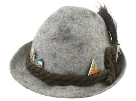 VINTAGE AUSTRIAN HUNTERS GREY FELT HAT WITH BADGES