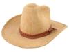 AMERICAN WESTERN ROCKMOUNT BEIGE LEATHER COWBOY HAT PIC-0