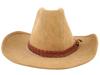 AMERICAN WESTERN ROCKMOUNT BEIGE LEATHER COWBOY HAT PIC-3