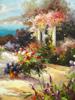 MEDITERRANEAN GARDEN LANDSCAPE OIL PAINTING SIGNED PIC-4