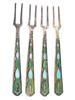 RUSSIAN SOVIET 875 SILVER ENAMEL OLIVE FORK SET PIC-1