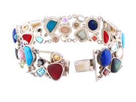 THAI LT STERLING SILVER  MULTI GEMSTONE BRACELET