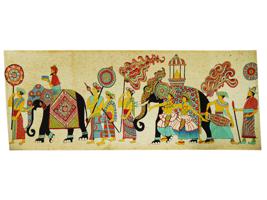 LARGE INDIAN RAJASTANI MIXED MEDIA PAINTING ON SILK