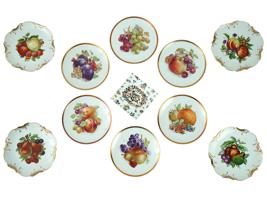 VINTAGE CERAMIC PLATES WITH HAND PAINTED FRUIT DESIGN