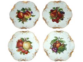 VINTAGE CERAMIC PLATES WITH HAND PAINTED FRUIT DESIGN