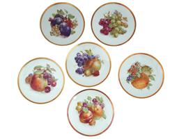 VINTAGE CERAMIC PLATES WITH HAND PAINTED FRUIT DESIGN