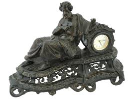 RHYTHM QUARTZ SCULPTURAL GILT BRONZE MANTLE CLOCK