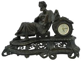 RHYTHM QUARTZ SCULPTURAL GILT BRONZE MANTLE CLOCK