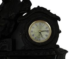 RHYTHM QUARTZ SCULPTURAL GILT BRONZE MANTLE CLOCK