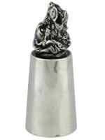 RUSSIAN 84 SILVER FIGURAL DOG HEAD VODKA SHOT CUP