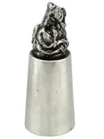 RUSSIAN 84 SILVER FIGURAL DOG HEAD VODKA SHOT CUP