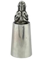 RUSSIAN 84 SILVER FIGURAL DOG HEAD VODKA SHOT CUP