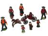 2 CAST IRON AMISH FAMILIES AND FIREMAN WAGON TOYS PIC-0