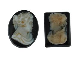 ANTIQUE ROMAN MANNER CARVED AGATE TIGER EYE CAMEOS